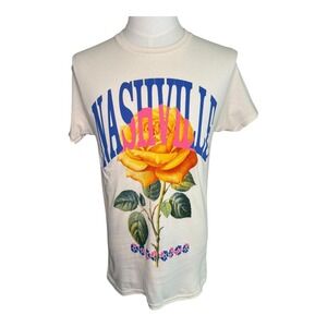 Kid Dangerous Nashville Rose Graphic T-Shirt Crew Neck Short Sleeve Size Small‎